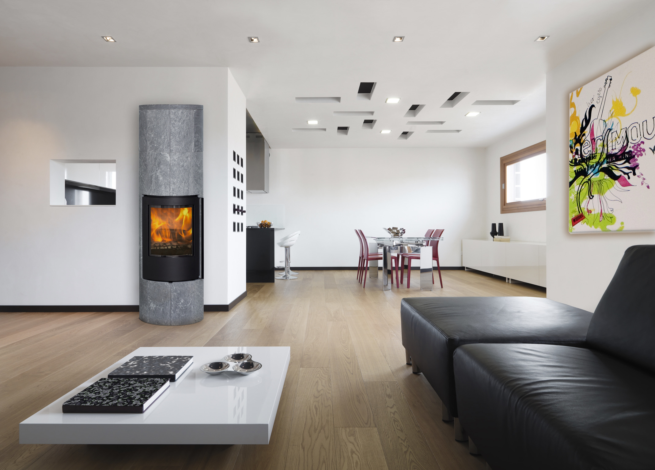 Round wood burning stoves