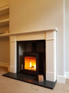 Completed wood burning stove installation by Hot Box Stoves Dundee